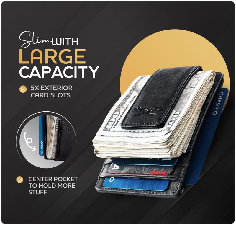 Claasicoâ„¢ Money Clip Leather Wallet For Men Slim Front Pocket RFID Blocking with Super Strong Magnetic - Image 2